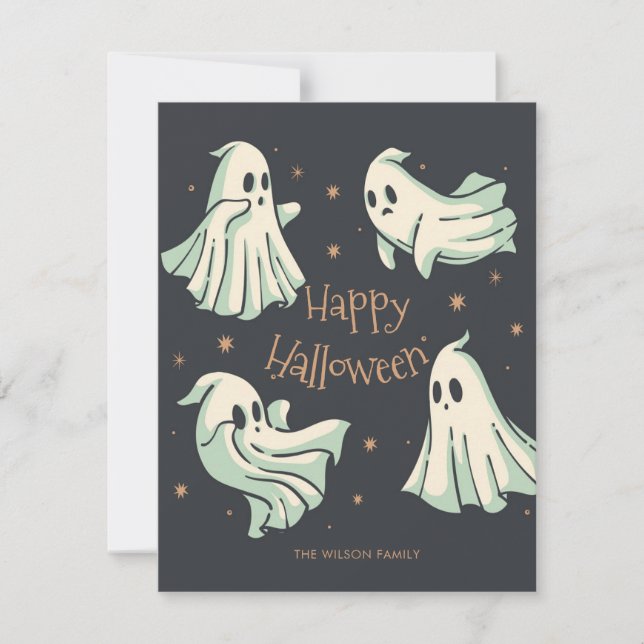 Halloween Ghost Happy Halloween Card (Front)