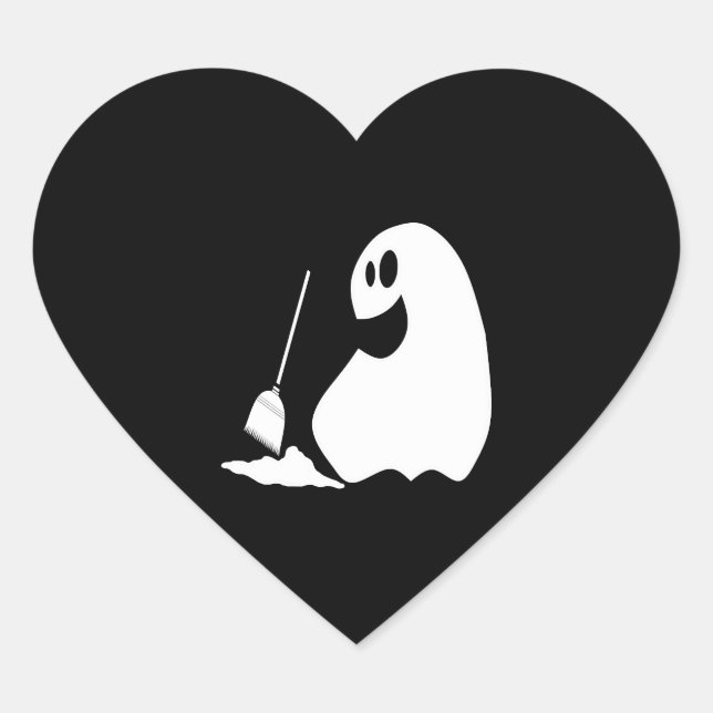Halloween Ghost   Heart Sticker (Front)