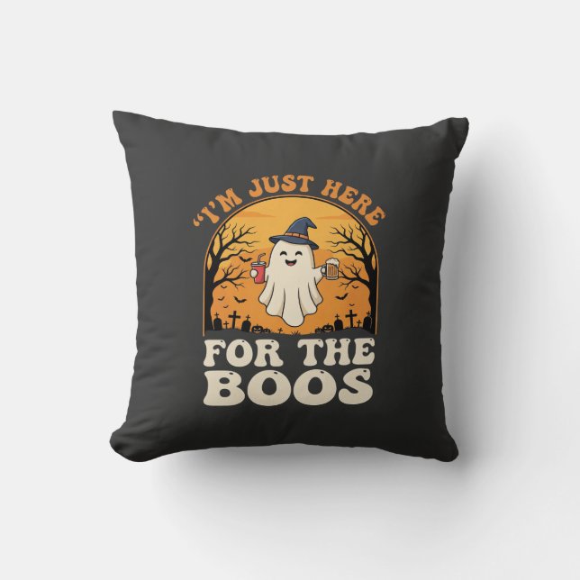 Halloween Ghost Here For The Boos Cushion (Front)