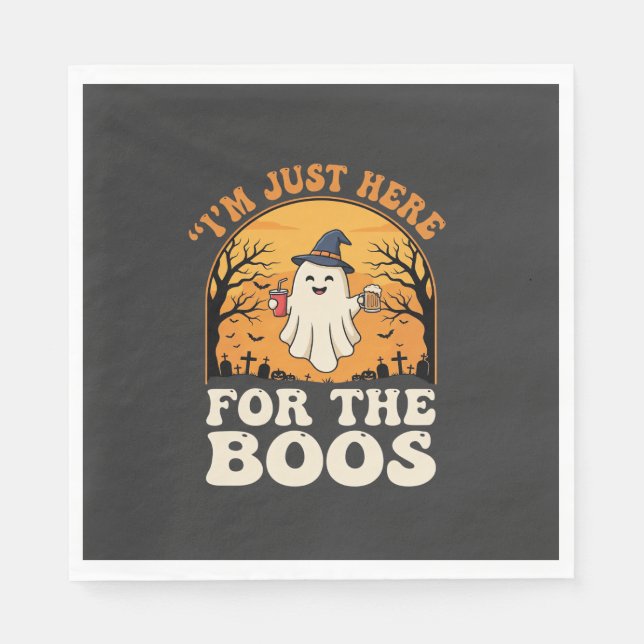 Halloween Ghost Here For The Boos Napkin (Front)
