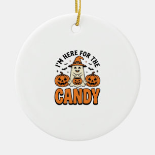 Halloween Ghost Here For The Candy Cute Vintage_1 Ceramic Tree Decoration