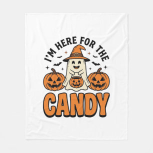 Halloween Ghost Here For The Candy Cute Vintage_1 Fleece Blanket