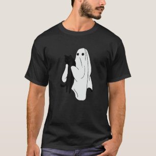 Halloween Ghost Holding Black Cat Love Spooky Seas T-Shirt
