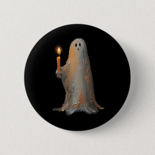 Halloween Ghost Holding Candle Spooky 6 Cm Round Badge