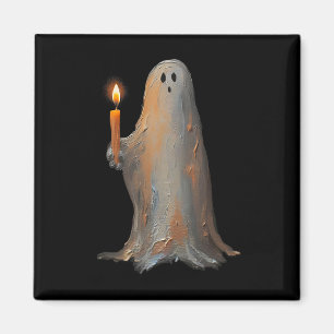 Halloween Ghost Holding Candle Spooky Magnet