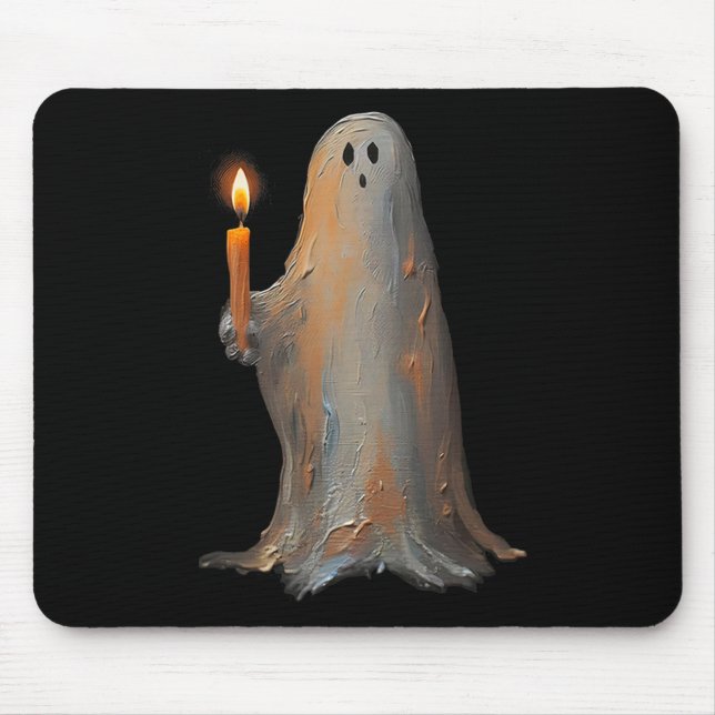 Halloween Ghost Holding Candle Spooky  Mouse Pad (Front)