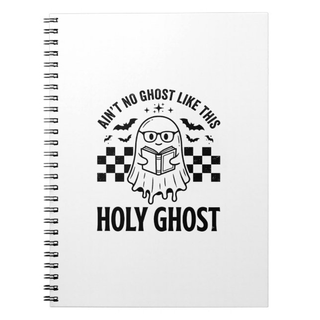 Halloween Ghost Holy Ghost Funny Vintage Checkerbo Notebook (Front)