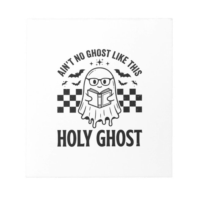 Halloween Ghost Holy Ghost Funny Vintage Checkerbo Notepad (Front)