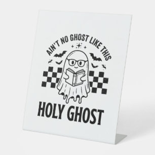 Halloween Ghost Holy Ghost Funny Vintage Checkerbo Pedestal Sign