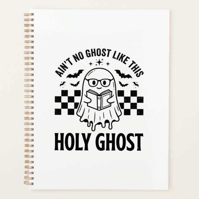 Halloween Ghost Holy Ghost Funny Vintage Checkerbo Planner (Front)