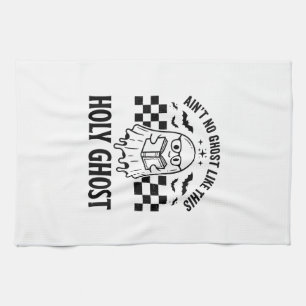 Halloween Ghost Holy Ghost Funny Vintage Checkerbo Tea Towel