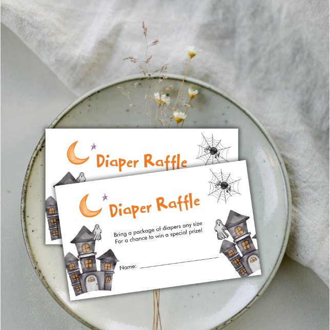 Halloween Ghost House Baby Shower Diaper Raffle  Enclosure Card (Halloween Ghost House Baby Shower Diaper Raffle Enclosure Card)
