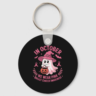 Halloween Ghost In October We Wear Nk Breast Cance Key Ring