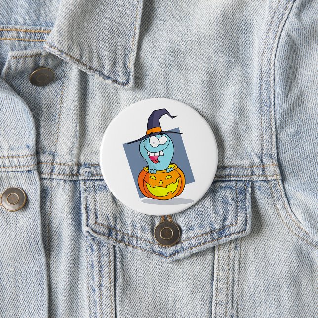 Halloween Ghost in Pumpkin Spooky Witch  7.5 Cm Round Badge (Creator Uploaded)
