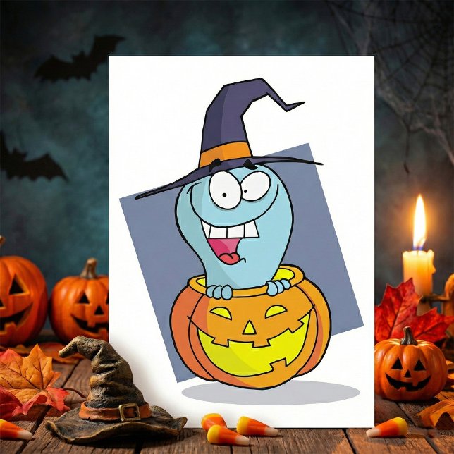 Halloween Ghost in Pumpkin Spooky Witch  Invitation (Creator Uploaded)