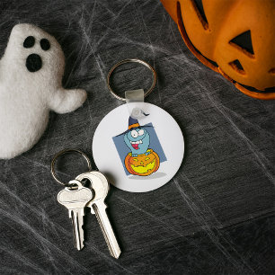 Halloween Ghost in Pumpkin Spooky Witch  Key Ring