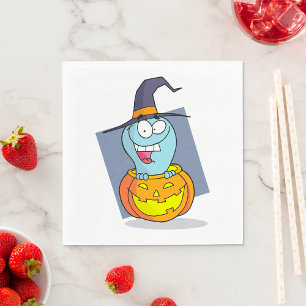 Halloween Ghost in Pumpkin Spooky Witch  Napkin