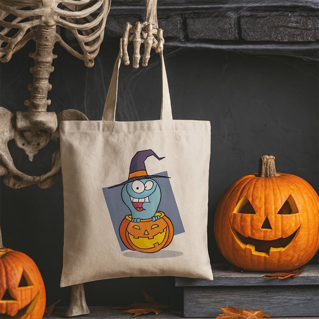 Halloween Ghost in Pumpkin Spooky Witch  Tote Bag (Creator Uploaded)