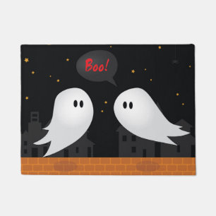 Halloween ghost in town spooky concept doormat