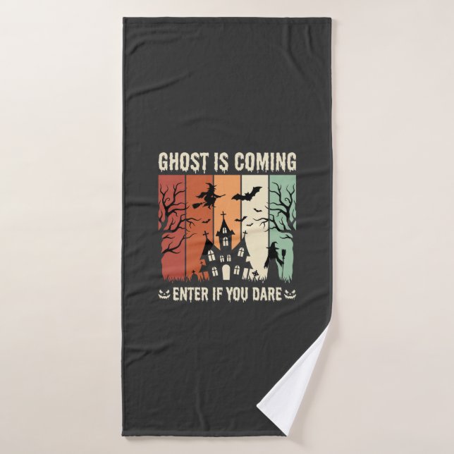 Halloween Ghost Is Coming Haunted House Bath Towel Set (Bath Towel)