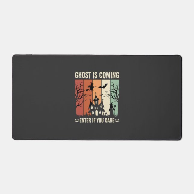 Halloween Ghost Is Coming Haunted House Desk Mat (Front)