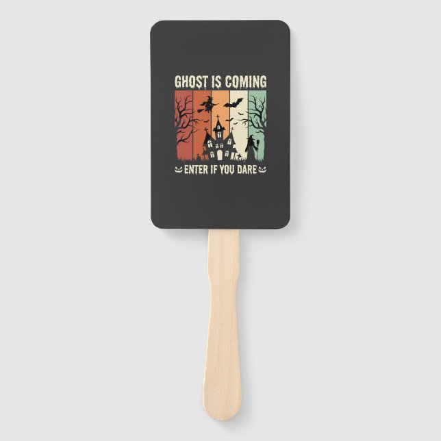 Halloween Ghost Is Coming Haunted House Hand Fan (Front)
