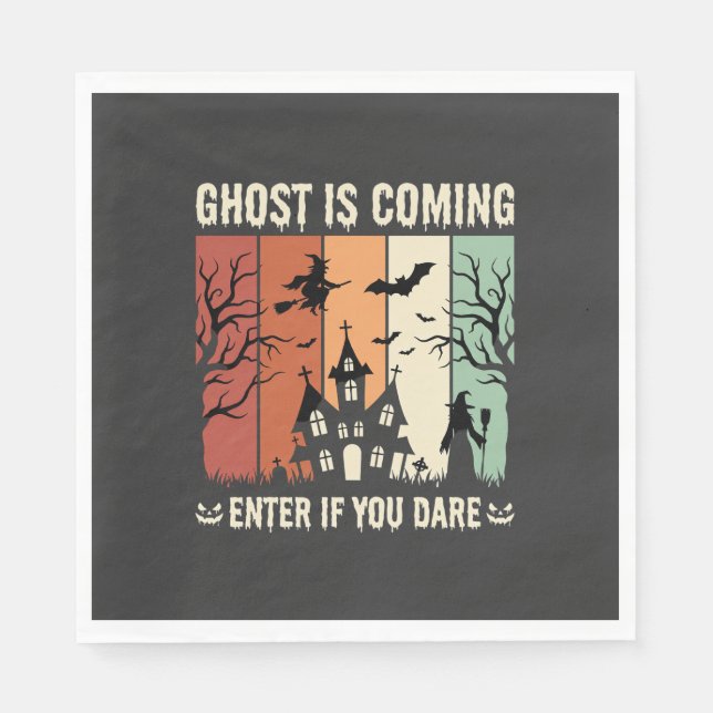 Halloween Ghost Is Coming Haunted House Napkin (Front)