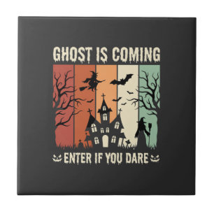 Halloween Ghost Is Coming Haunted House Tile