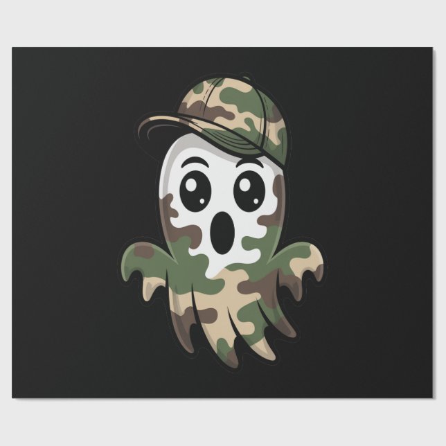 Halloween Ghost Kids Wrapping Paper (Flat)