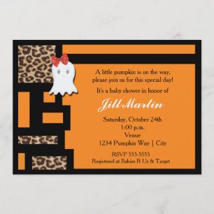 Halloween Ghost & Leopard Baby Shower Invitation