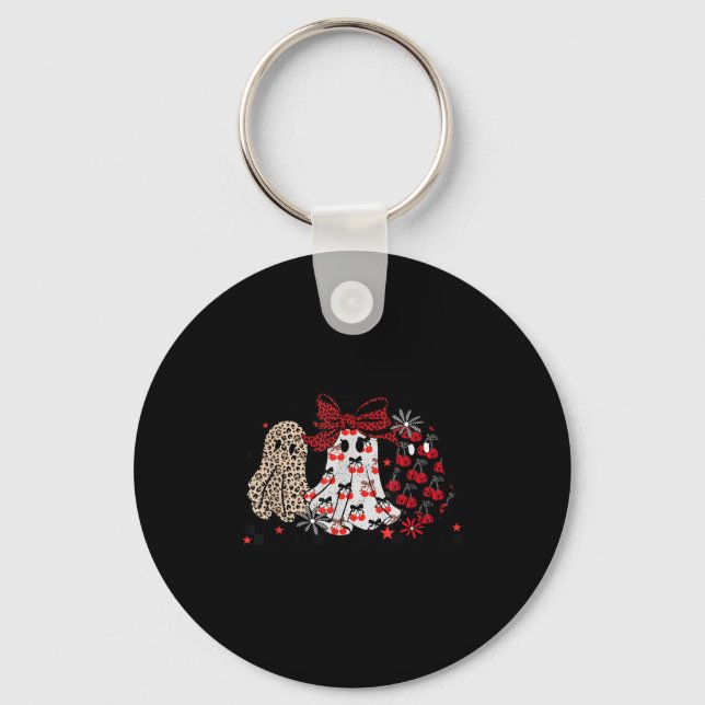 Halloween Ghost Leopard,cute Boo Ghost Coquette,so Key Ring (Front)