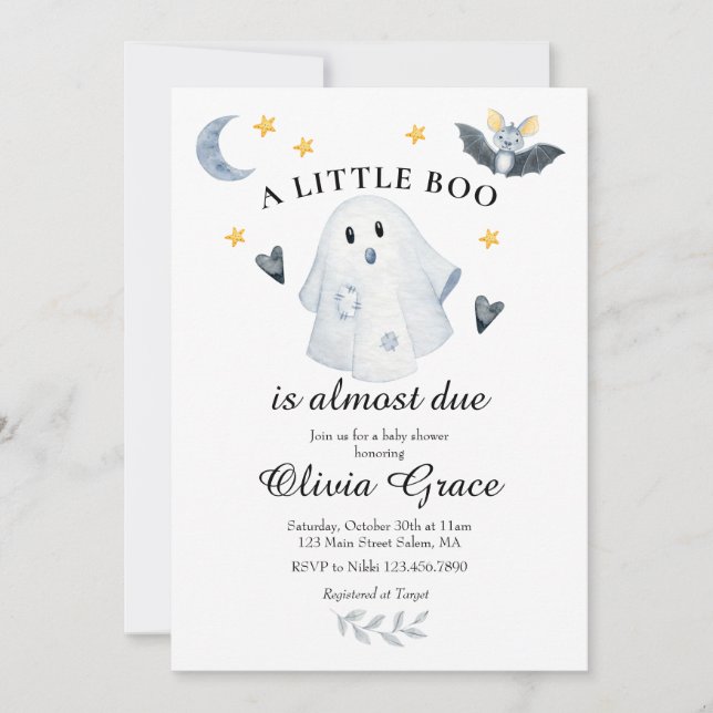 Halloween Ghost Little Boo Baby Shower Invitation (Front)