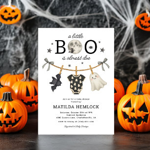 Halloween Ghost Little Boo Baby Shower Invitation