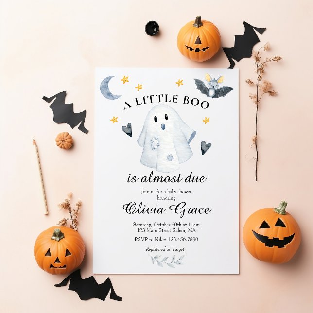 Halloween Ghost Little Boo Baby Shower Invitation (Creator Uploaded)