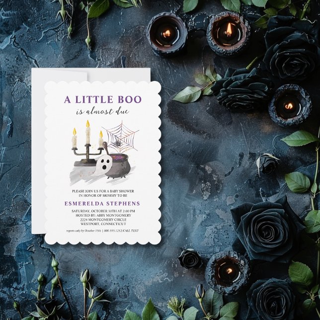 Halloween Ghost Little Boo Baby Shower  Invitation (A Little Boo Is Almost Due Baby Shower Invitation )