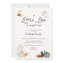 Halloween Ghost Little Boo Baby Shower Invitation