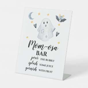 Halloween Ghost Little Boo Baby Shower MOM-OSA BAR Pedestal Sign