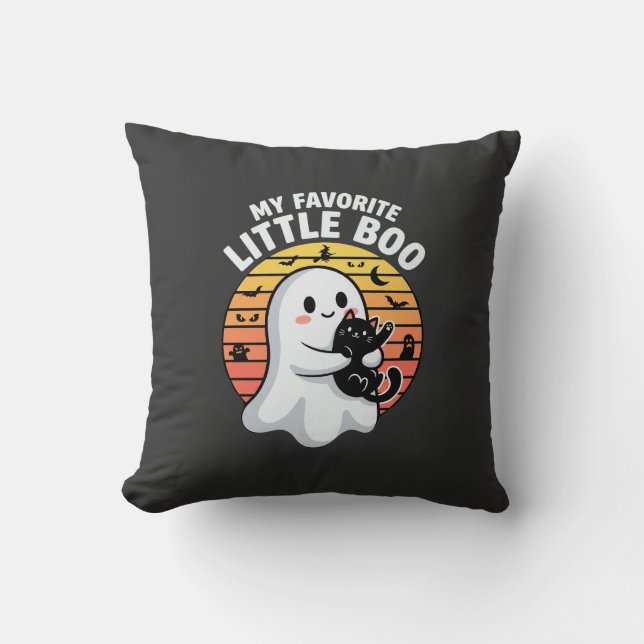 Halloween Ghost Little Boo Cat Cushion (Front)