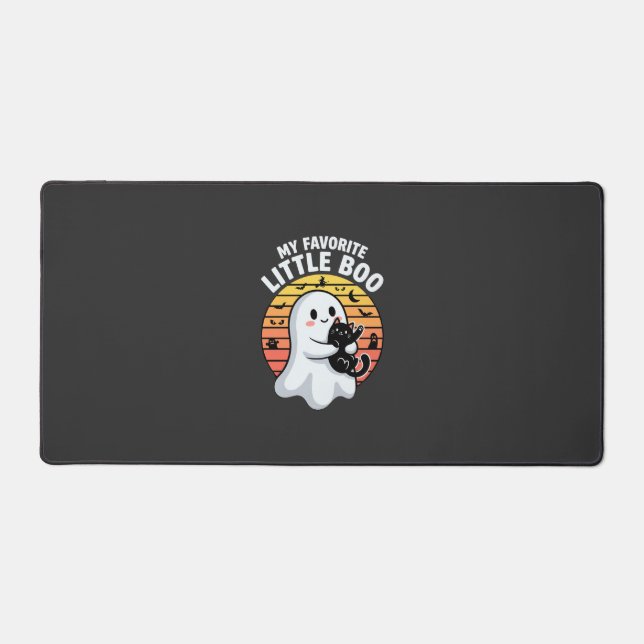 Halloween Ghost Little Boo Cat Desk Mat (Front)