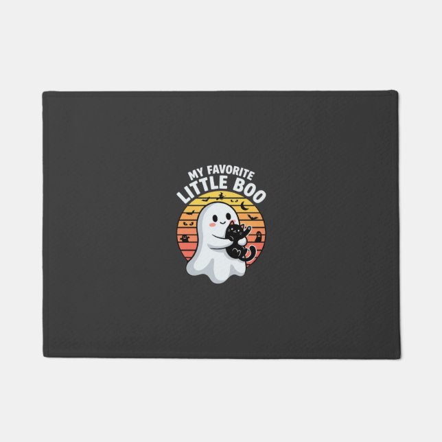 Halloween Ghost Little Boo Cat Doormat (Front)