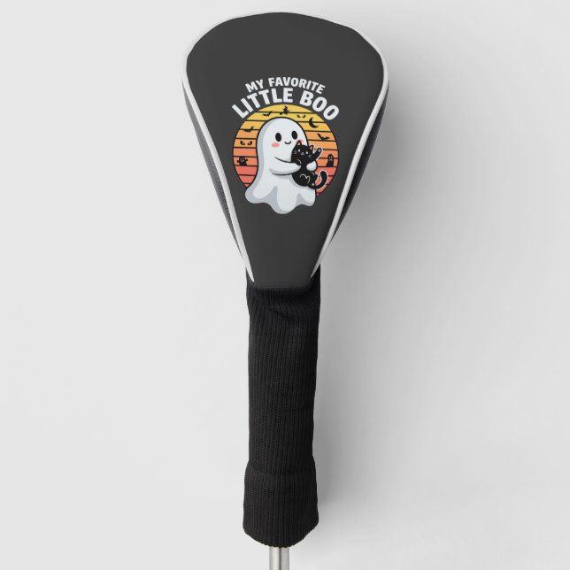 Halloween Ghost Little Boo Cat Golf Head Cover (Front)