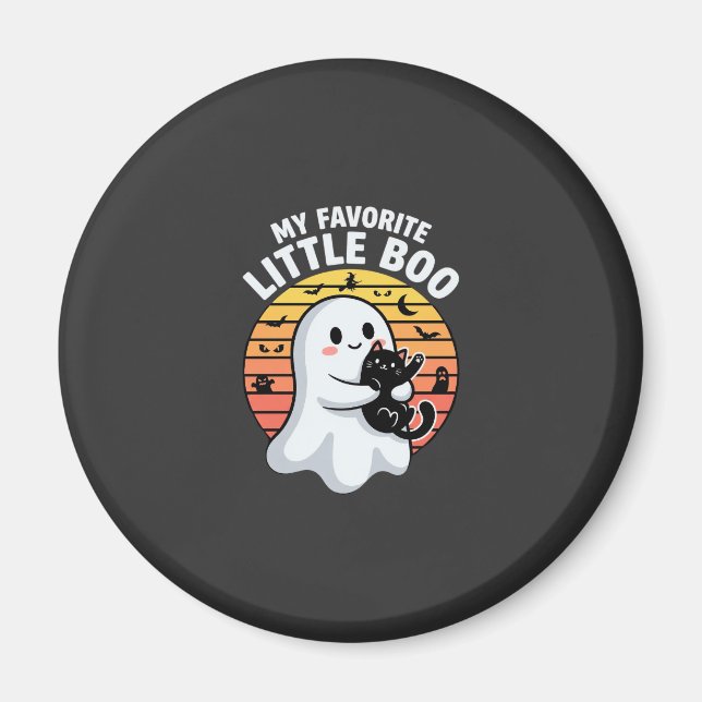 Halloween Ghost Little Boo Cat Magnet (Front)