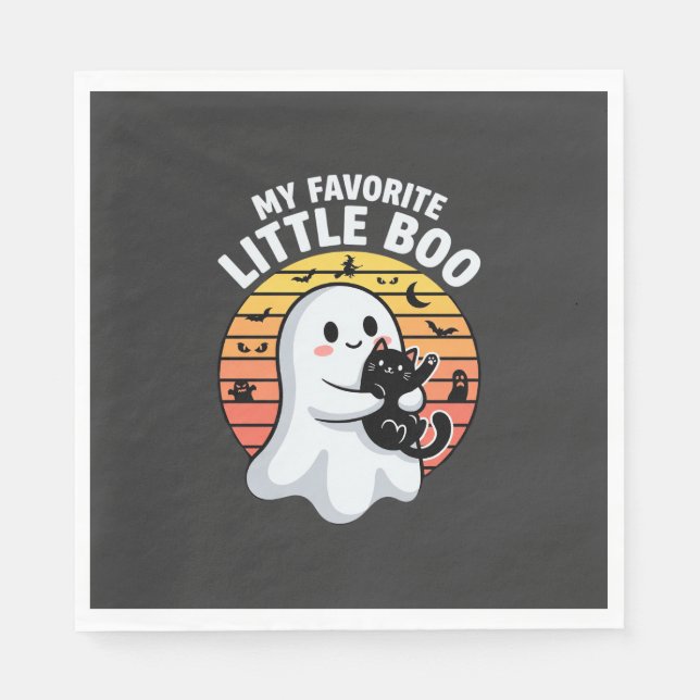 Halloween Ghost Little Boo Cat Napkin (Front)