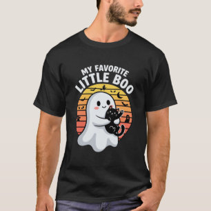 Halloween Ghost Little Boo Cat T-Shirt