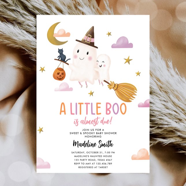 Halloween Ghost Little Boo Spooky Girl Baby Shower Invitation (Creator Uploaded)