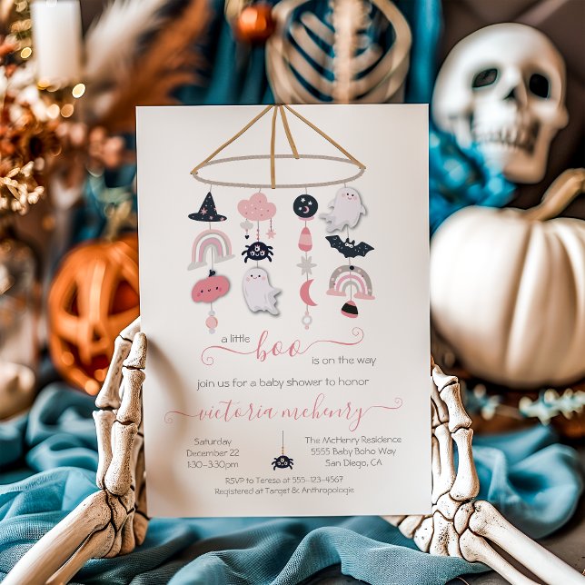 Halloween Ghost Mobile Baby Girl Shower Invitation (Creator Uploaded)