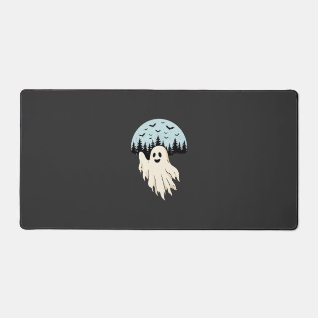Halloween Ghost Moon Forest Design_1 Desk Mat (Front)