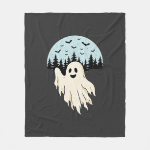 Halloween Ghost Moon Forest Design_1 Fleece Blanket