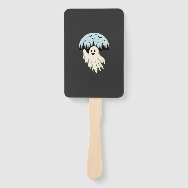 Halloween Ghost Moon Forest Design_1 Hand Fan (Front)