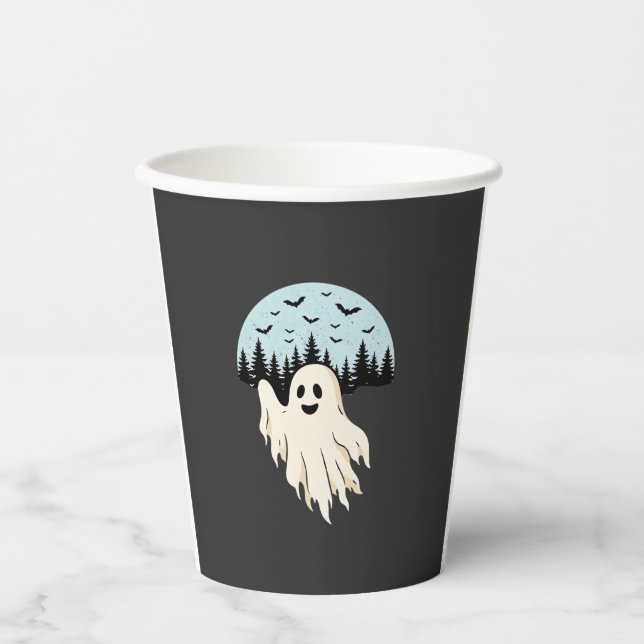 Halloween Ghost Moon Forest Design_1 Paper Cups (Front)